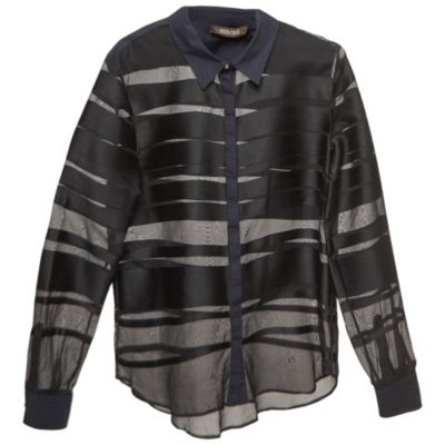 Women's Stripe Silk Blend Sheer Shirt
