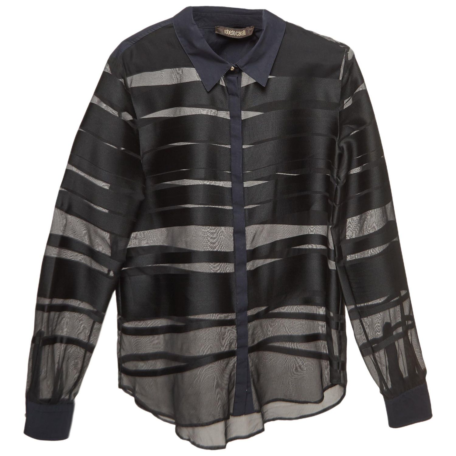 Women's Stripe Silk Blend Sheer Shirt
