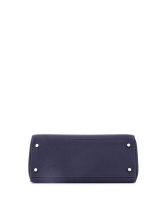 Pre-Owned HERMES Kelly 28 Handbag Blue Togo with Palladium Hardware