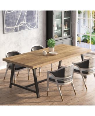 Dining Table for 8 People, 70.87-inch Rectangular Wood Kitchen Table with Strong Metal Frame