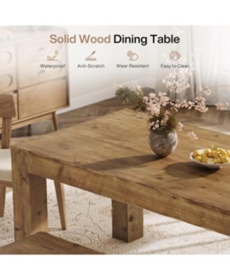 Solid Wood Dining Table for 6, Farmhouse Kitchen Table with Heavy Duty Legs, Rectangular Wood Dinner Table