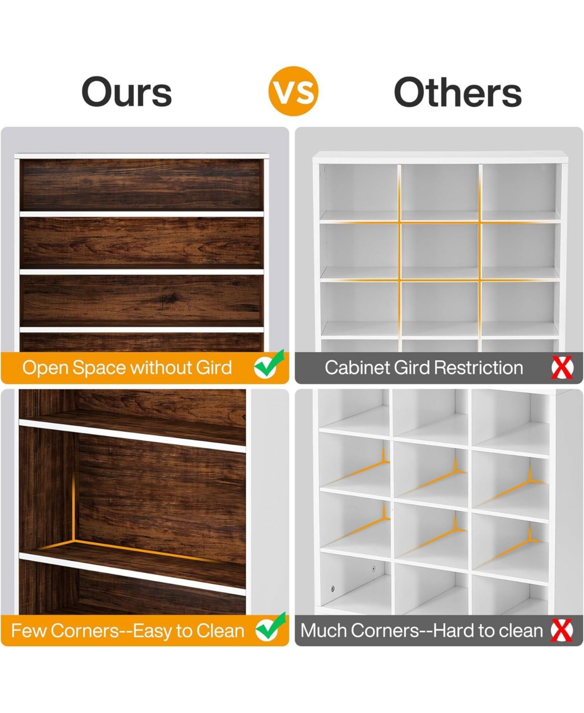 Tribesigns Tall Shoe Cabinet, 9 Tiers 40-45 Pairs Heavy Duty Wood Freestanding Shoe Storage Cabinet