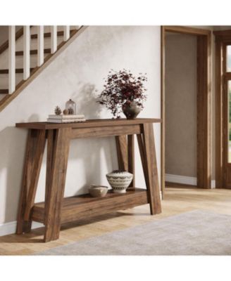 41.3" Farmhouse Console Table, 2-Tier Wooden Entryway Table