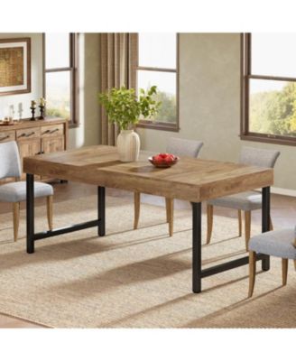 Farmhouse Dining Table for 4-6 People, 55 Inches Industrial Rectangular Kitchen Dinner Table