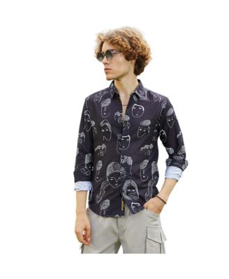 Men's Midnight Black Doodle Face Shirt