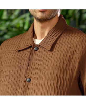 Men's Teddy Brown Crease-Tactile Bomber Jacket