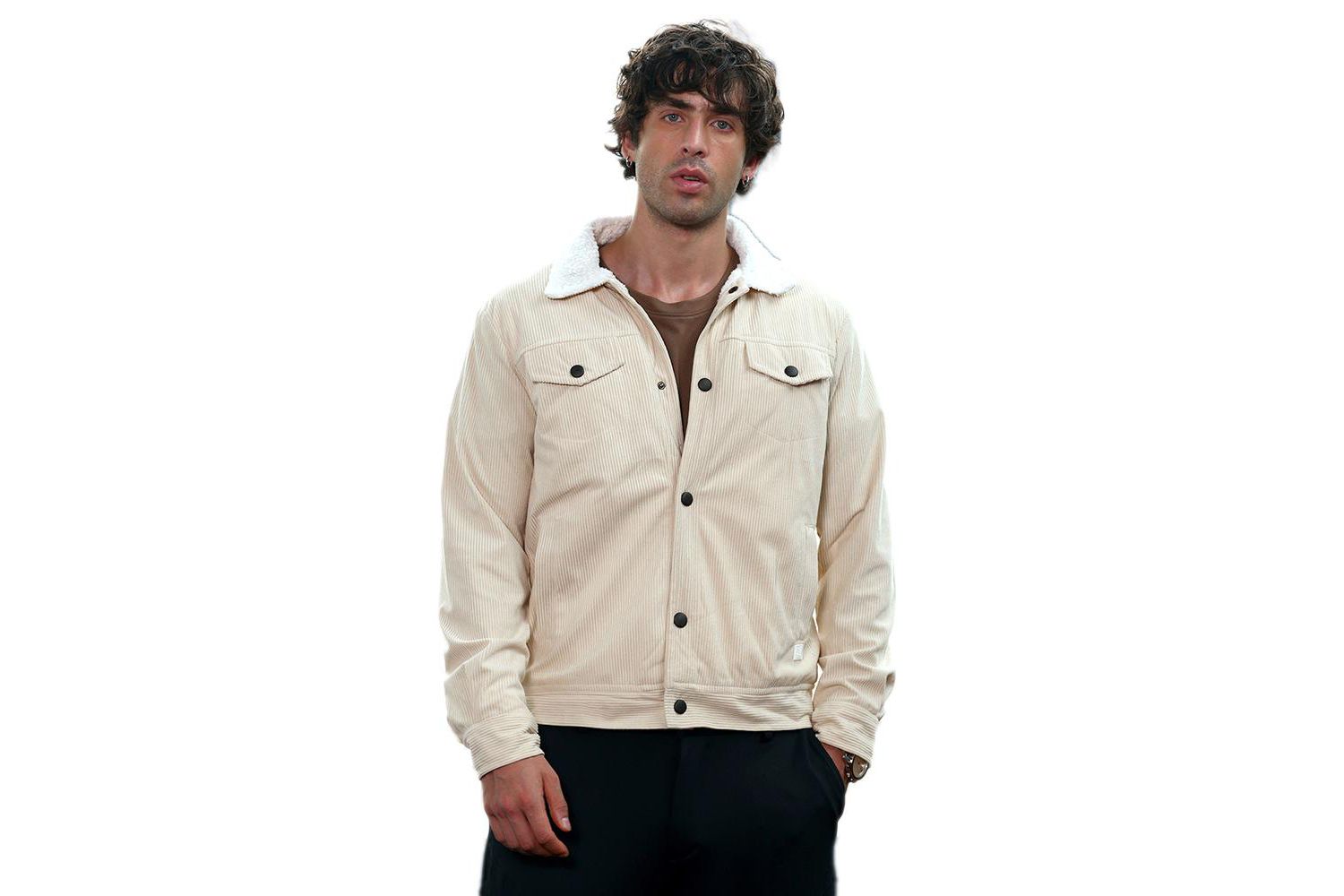 Men's Cream White Utility-Corduroy Jacket