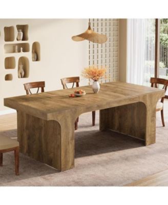 71-Inch Large Dining Table for 6-8, Farmhouse Wooden Kitchen Table with Arched Design