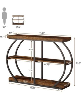 41.3" Console Table, Industrial 3-Tier Entryway Table with Arched Metal Frame and Storage Shelves for Living Room