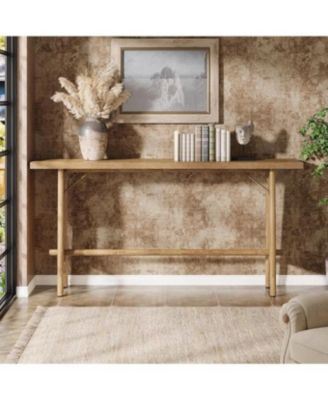 63" Long Entryway Table, Modern Console Table with Metal Legs, Wooden Sofa Console Behind