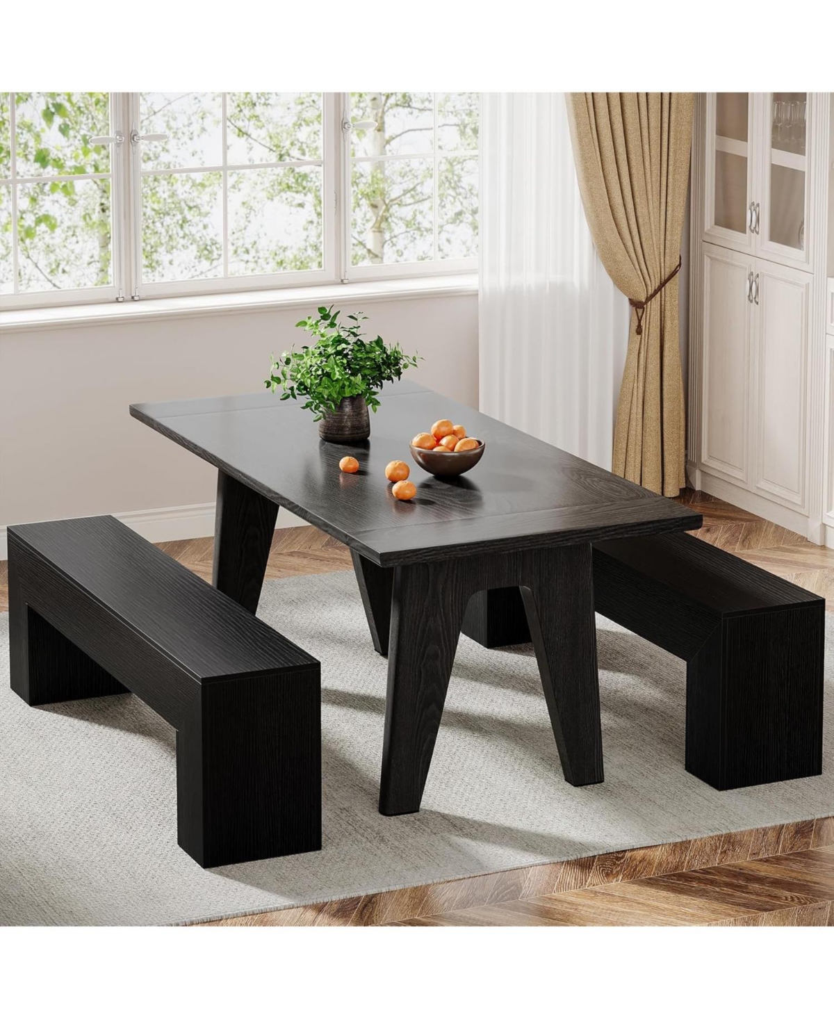 Tribesigns Dining Bench, Farmhouse Wooden Entryway Bench, Entry 47" Long Bench for Living Dining Room, Hallway and Bedroom, Easy Assembly