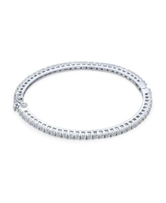 Set of 2 CZ Cubic Zirconia Princess Cut Stackable Eternity Tennis Bangle Bracelet