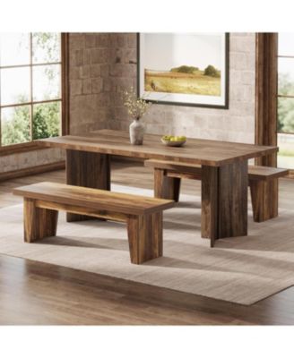 55" Wooden Entryway Bench, Farmhouse Long Entry Seat, Indoor End of Bed Stool with Storage Capability, Dark Brown