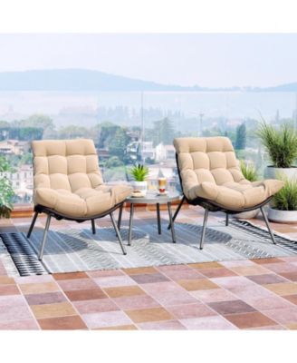 3 Pieces Conversation Set with Cushioned Papasan Chairs