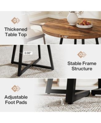 Round Dining Table for 2, 31.5" Industrial Kitchen Table with Metal Base, Small Table for Dining Room