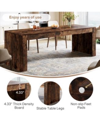 Large Dining Table for 6-8, Rectangular Kitchen Table with Heavy Duty Pedestal