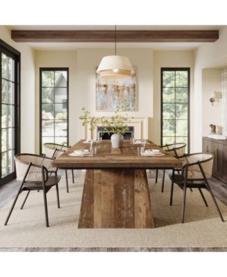 63-Inch Dining Table with Double Pedestal Base, Modern Kitchen Tabl, Espresso Brown