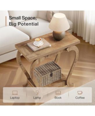 End Table, 2-Tier Bedside Accent Furniture for Living Room, Small Spaces, Bedroom, Brown