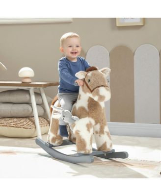Rocking Horse, Kids Plush Animal Rocker with Realistic Neigh