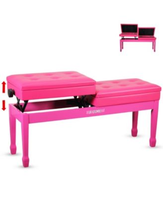 Duet Piano Bench 3.5 Inch Padded Cushioned Stool Wooden Heavy Duty Musician Chair w Storage