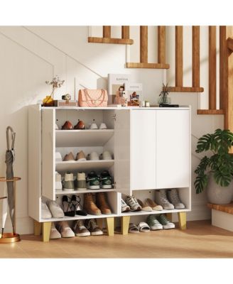 Shoe Storage Cabinet Freestanding Shoe Organizer w/ Anti-tipping Kit Open Shelf