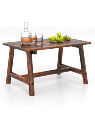 Outdoor Coffee Table with Slatted Rectangle Top, Garden Side Table