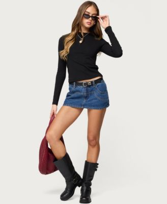 Women's Stitched Up Denim Mini Skort