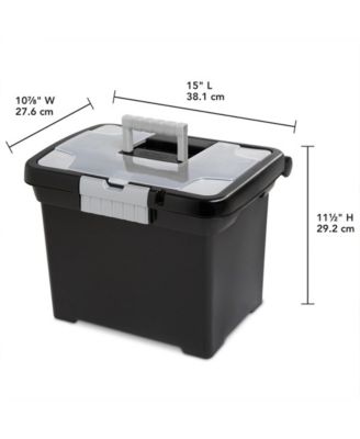 Portable Lockable File Box w/ Extra Compartment & Handle (4 Pack)
