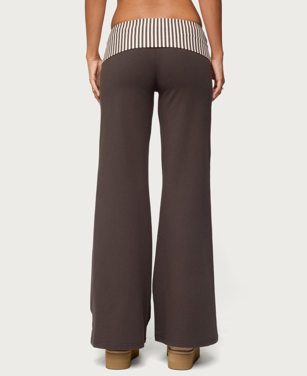 Edikted Women's Meshey Striped Fold Over Pants