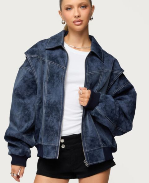 Женские куртки Edikted Ownley Oversized Faux Leather Bomber Jacket