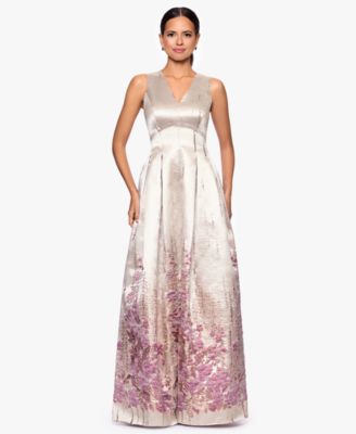 Women's Jacquard Pattern V-Neck Long Dress