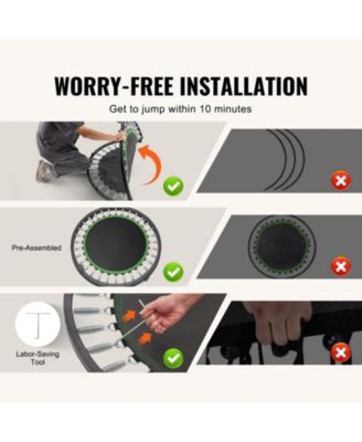 Foldable Mini Trampoline 40" Fitness Rebounder with Adjustable Handle