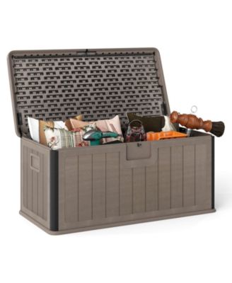 Storage Box with Lockable Design & Gas Strut Handle 2 Person Bench Garden Organizer