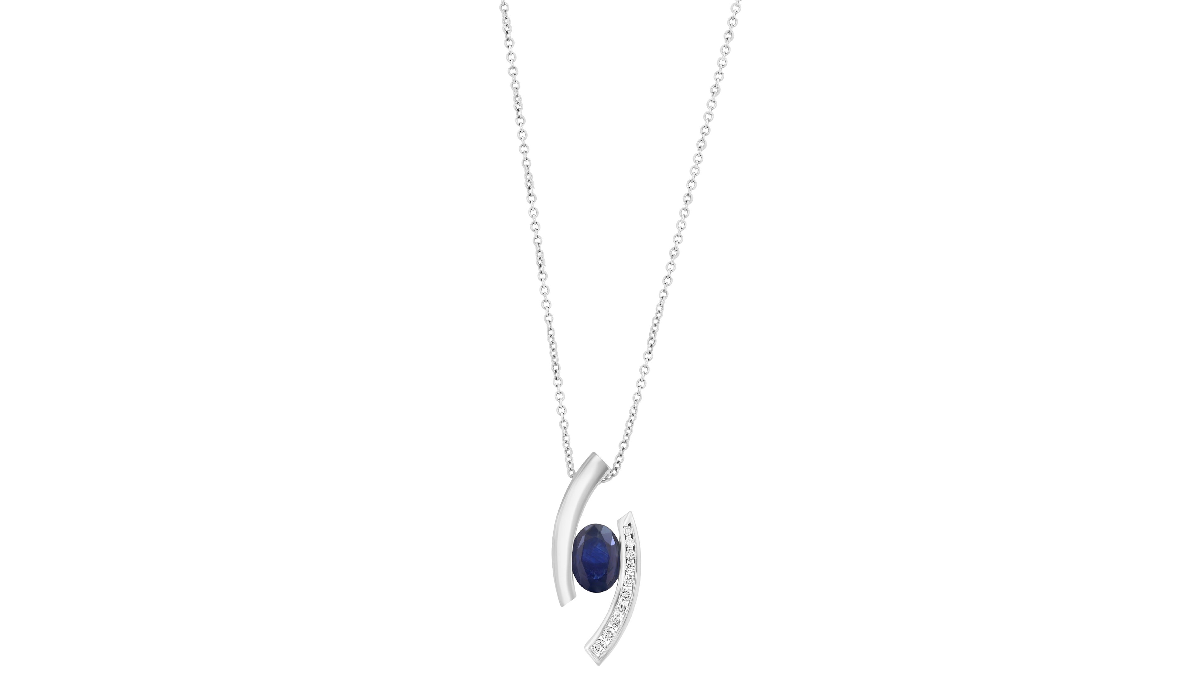 Effy Collection Sapphire (1-3/8 ct. t.w.) & Diamond (1/8 ct. t.w.) Pendant Necklace in 14k White Gold