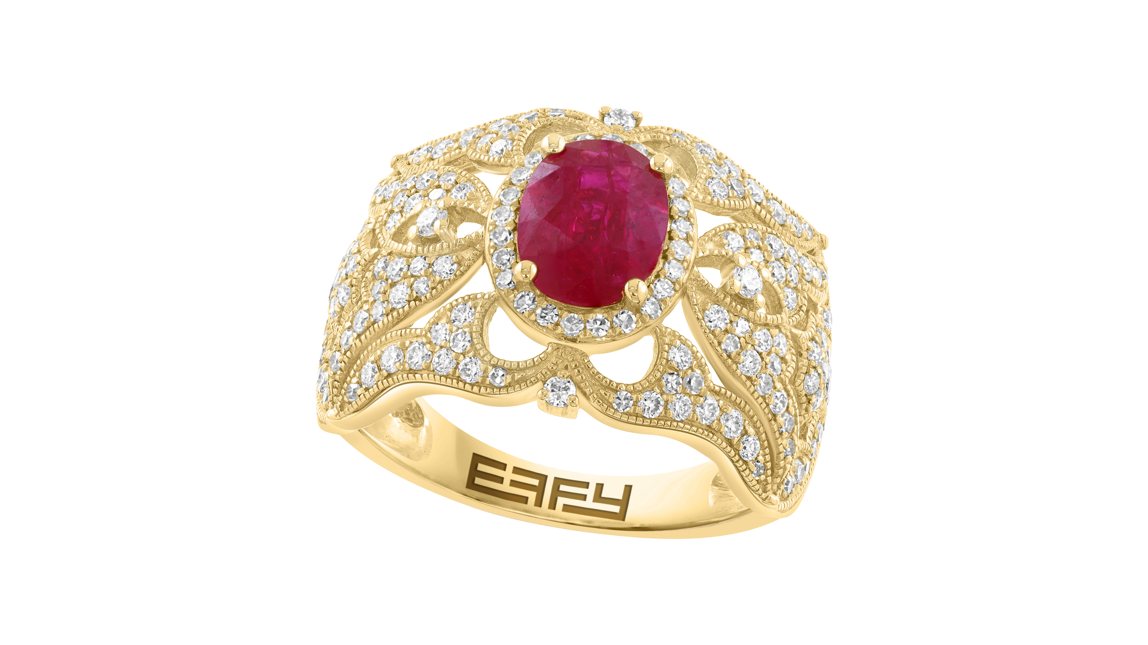 Effy Collection Ruby (2-3/8 ct. t.w.) & Diamond (3/4 ct. t.w.) Ring in 14k Yellow Gold