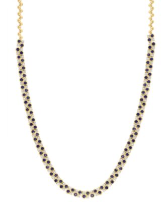 Sapphire (8-1/3 ct. t.w.) & Diamond (1/2 ct. t.w.) Necklace in Gold Over Silver