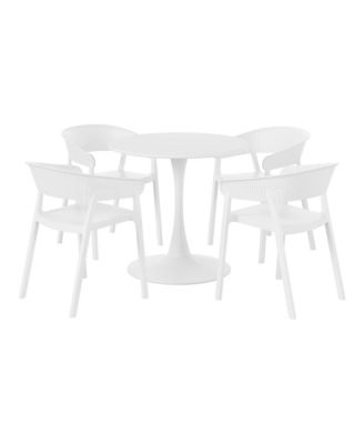 5-Piece Indoor Outdoor Metal Patio Dining Table Set With Stackable Patio Chairs