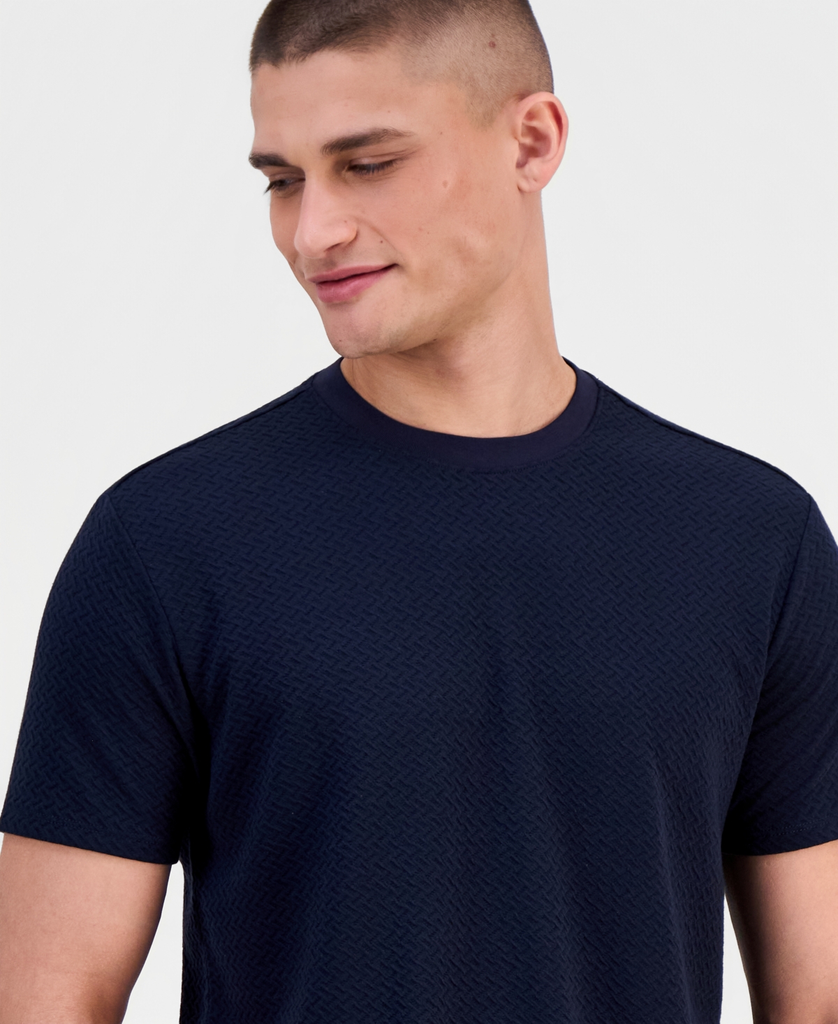 Guess Men's Blake Textured Crew Short-Sleeve Knit T-Shirt