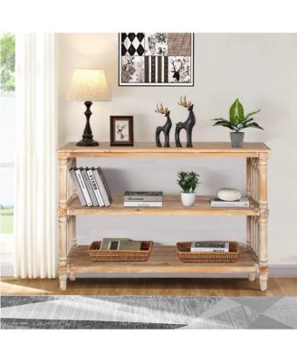 Console Table with Arched Cut-Outs, 47.24" MDF and Fir Entryway Table for Living Spaces