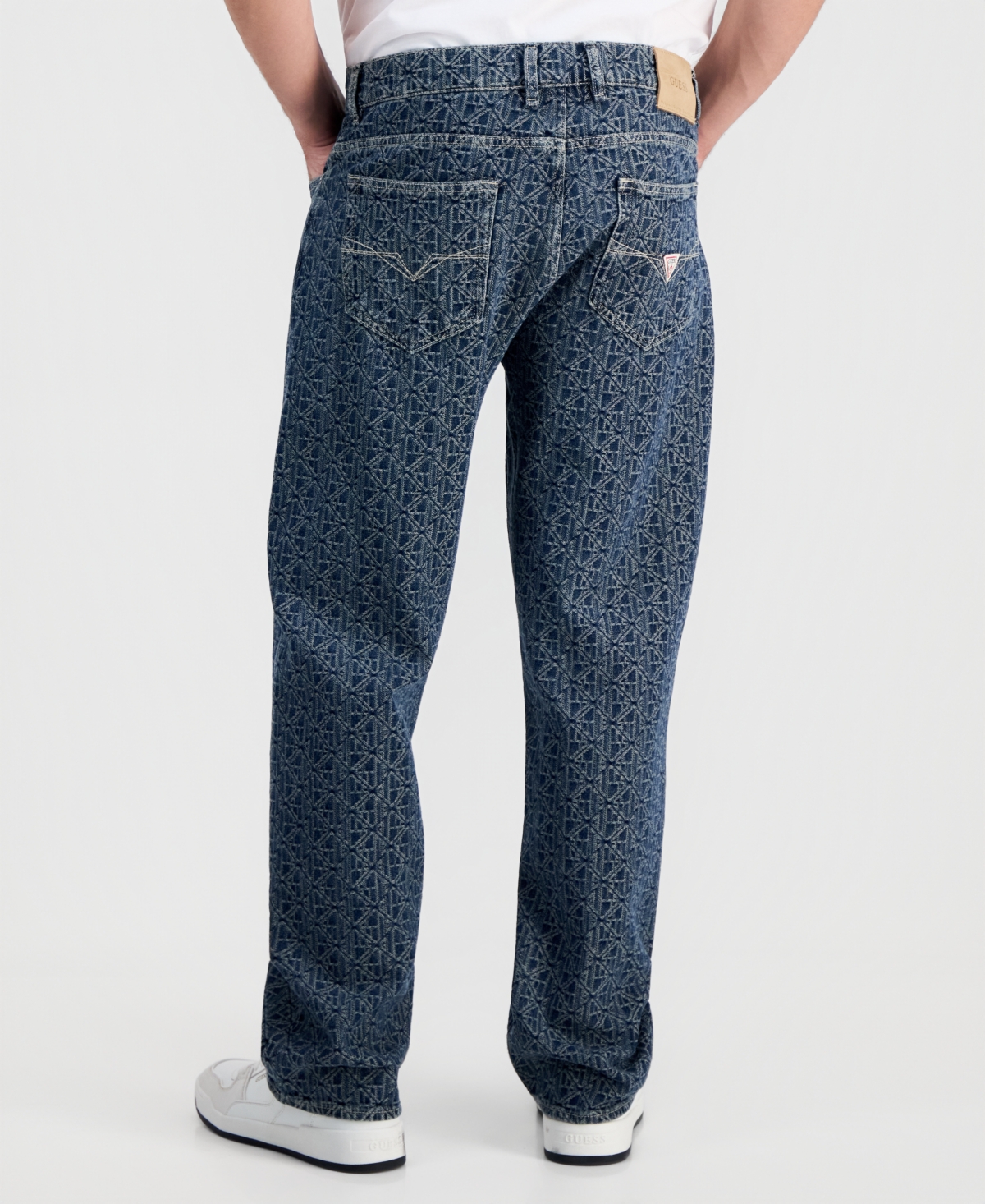 Guess Men's Damon Logo-Print Cotton Relaxed Jeans