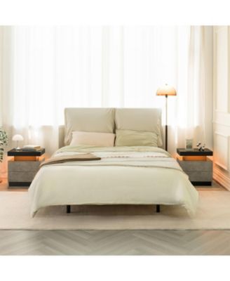 Modern LED Nightstand with 2 Drawers Bedside Table