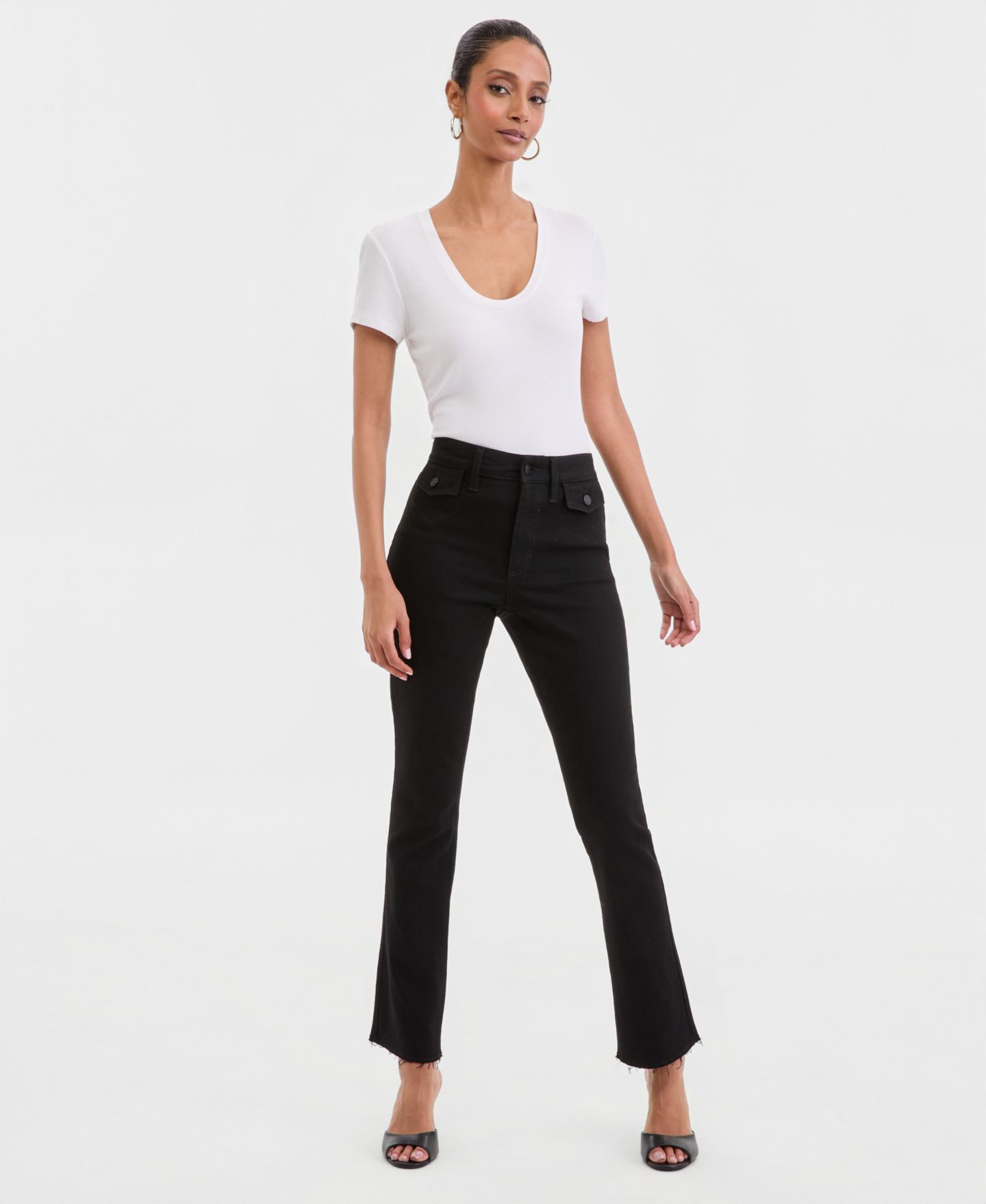 Женские джинсы I.N.C. International Concepts High-Rise Mini Bootcut, цвет: Глубокий чёрный — фото 3