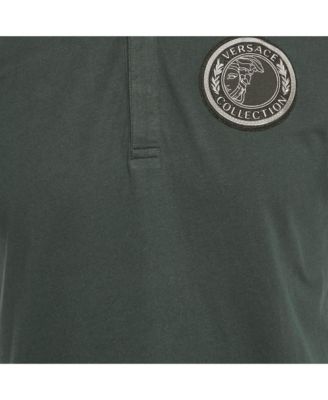 Men's Collection Green Logo Applique Detail Cotton Polo T-Shirt