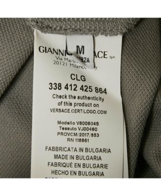 Men's Collection Grey Medusa Embroidered Cotton Polo T-Shirt