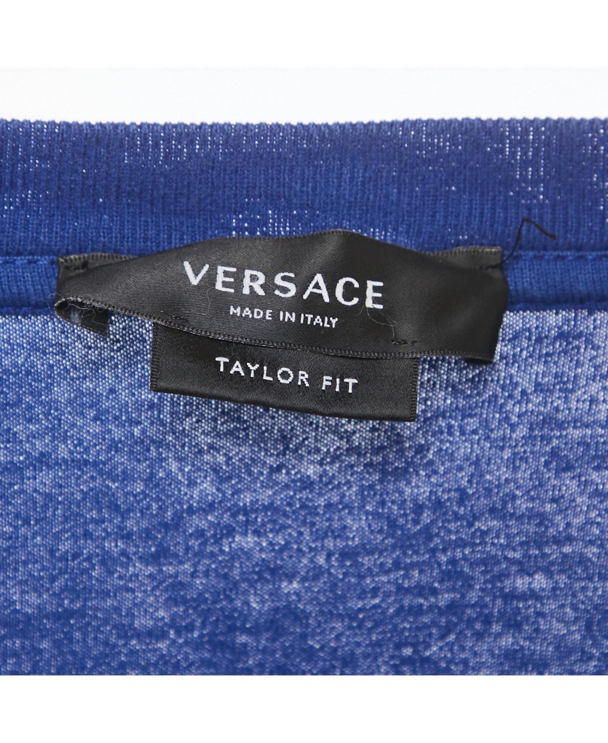 Pre-Owned Versace Big & Tall Men's Blue Logo Embroidered Cotton Crew Neck T-Shirt