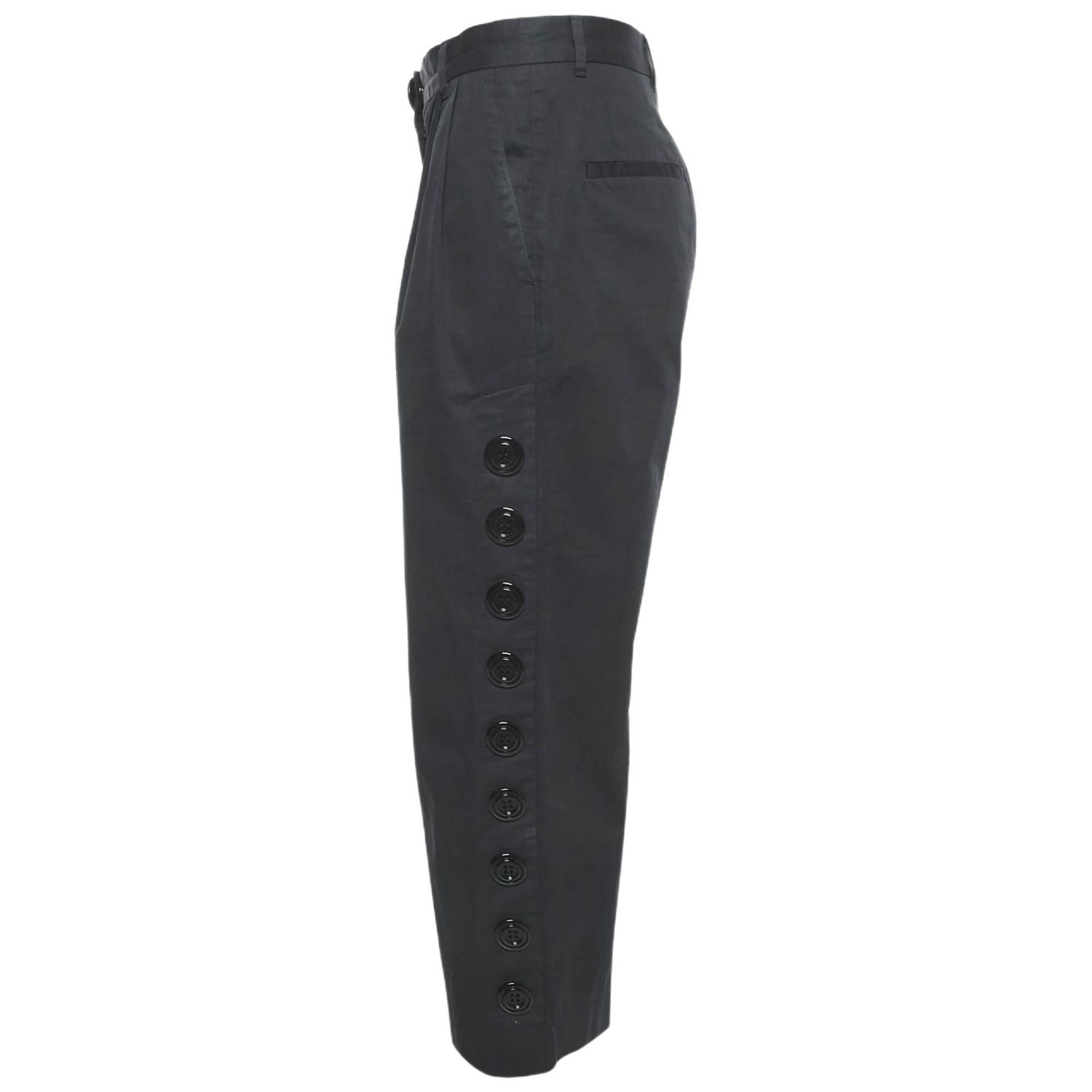 Women's Cotton Button Detail Straight Leg Trousers