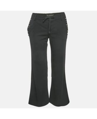 Women's Deluxe Black Cotton Studded Pako Trousers