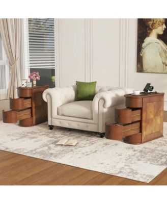 Charging End Table with Drawers Sofa Side Table Storage