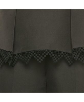 Women's Cotton And Silk Lace Trim Wide Leg Trousers