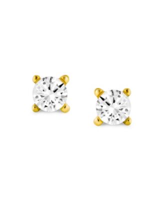 Classic Set of 2 Tiny .25CT CZ Cubic Zirconia Stud Earrings Gold Plated Sterling Silver Screwback Posts